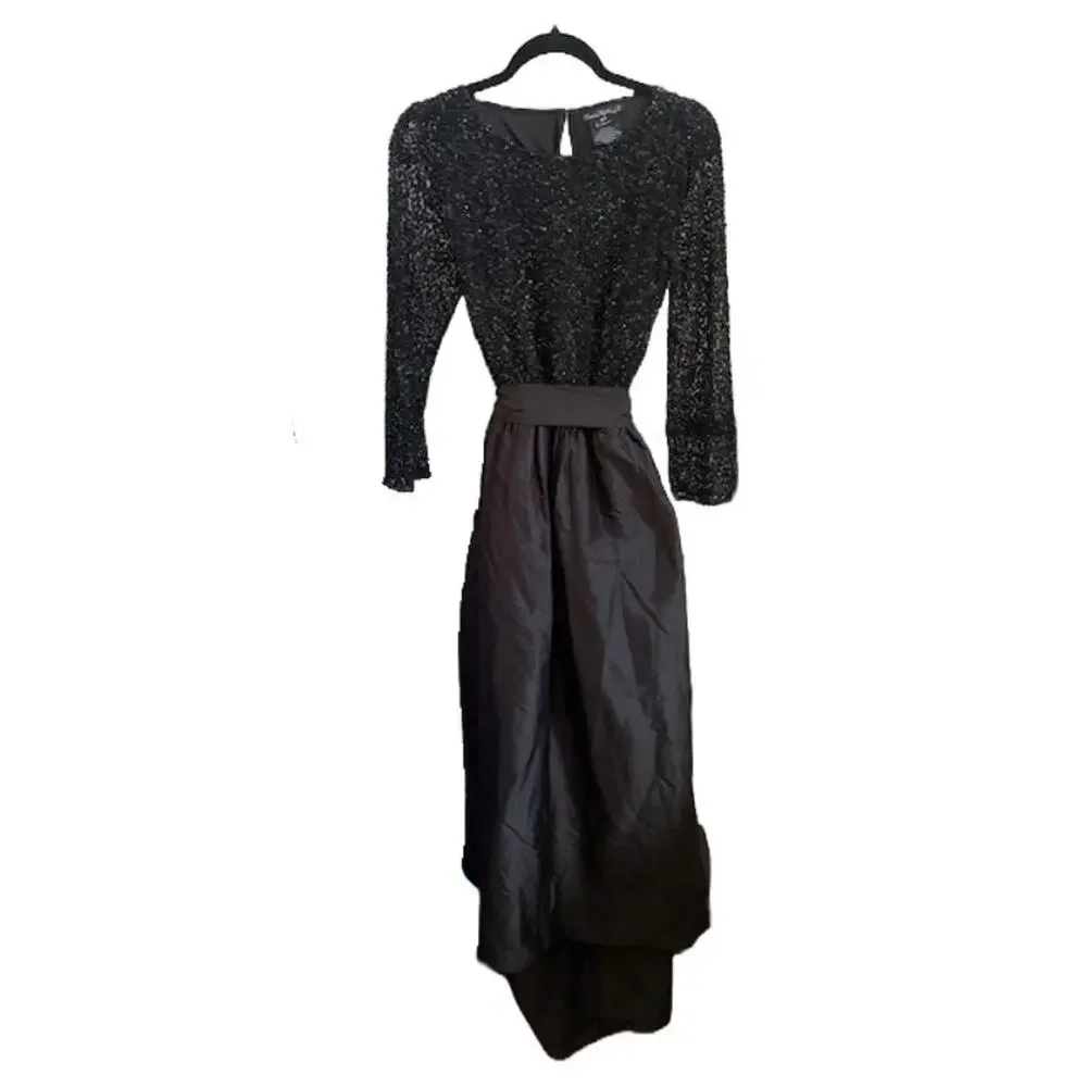 pisarro evening dresses Nights | | Pisarro Nights Womens Black Sequin Taffeta Gown Dress 2p D245p Beaded mesh gown Größe:Größe 6 plus size party dress Product Details Gowns Twinkling beads highlight